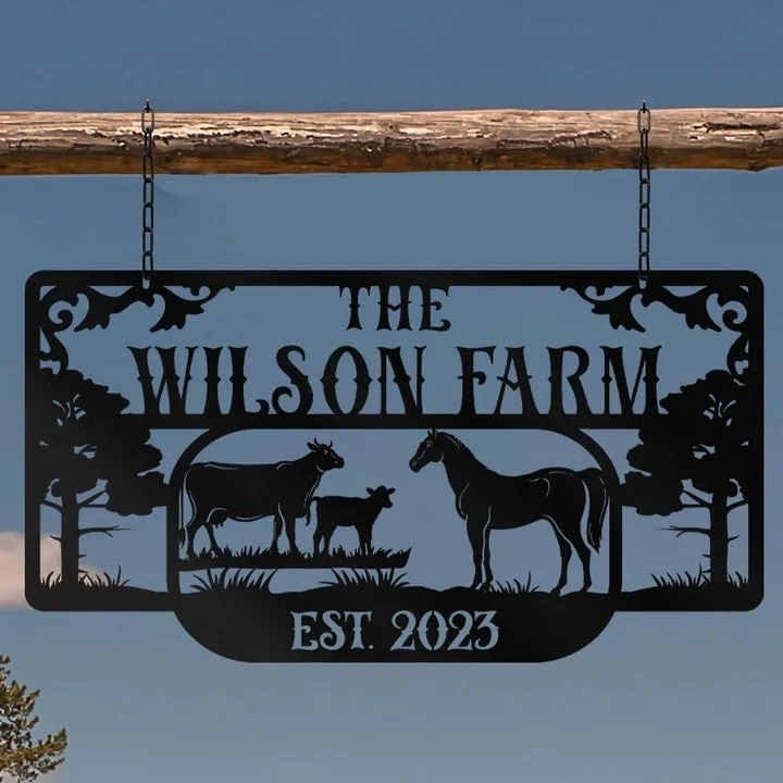 Metal Farm Sign, Custom metal farm name sign, Large metal name sign, Ranch metal sign, Hangable farm sign, Farmville metal sign, Ranch sign