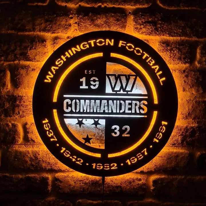 Washington Commanders LED Lighted Sign, Commanders Illumianated Gift, American Football Team Sleek Wall Decor, NFL Wall Art, Christmas Gift
