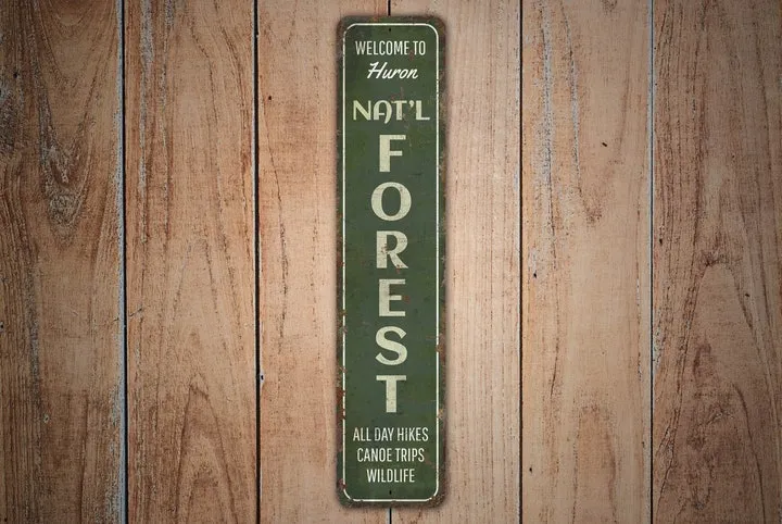Custom Forest Sign - All Day Hiking - Hiking Forest Decor - Vertical Hiking Sign - Vintage Style Sign - Premium Quality Rustic Metal Sign