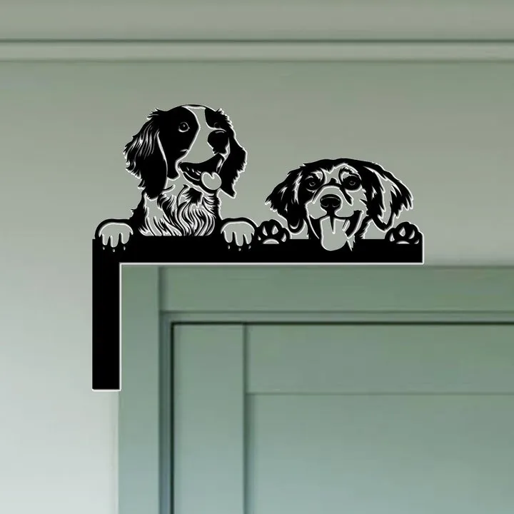 Personalized Brittany Spaniel Door Corner Sign, Brittany Dog Metal Door Topper, Dog Door Sitter, Animal Door Trim, Pet House Wall Decor