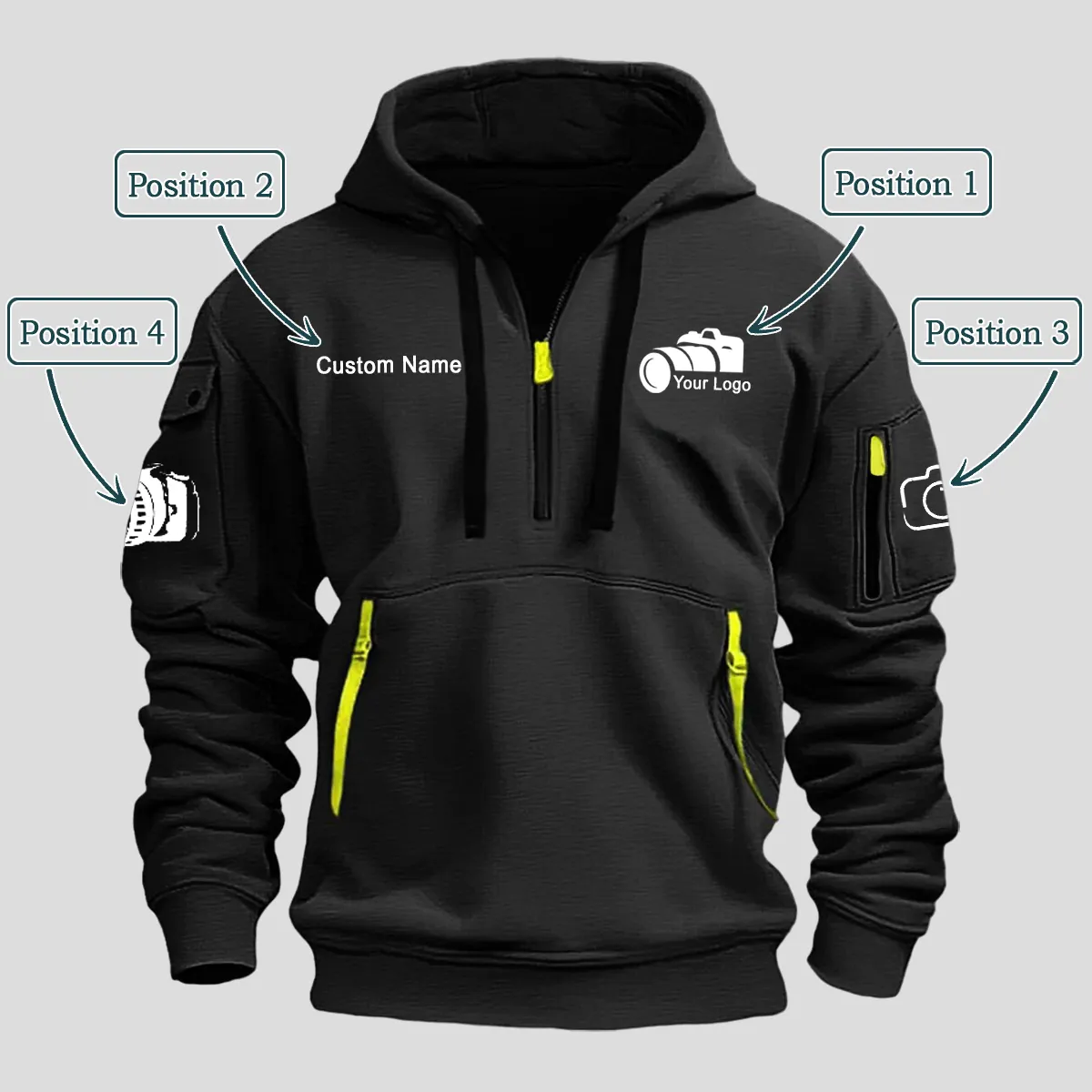 Personalized Photography Custom Your Logo Fashion Hoodie Half Zipper BLCT171124A3