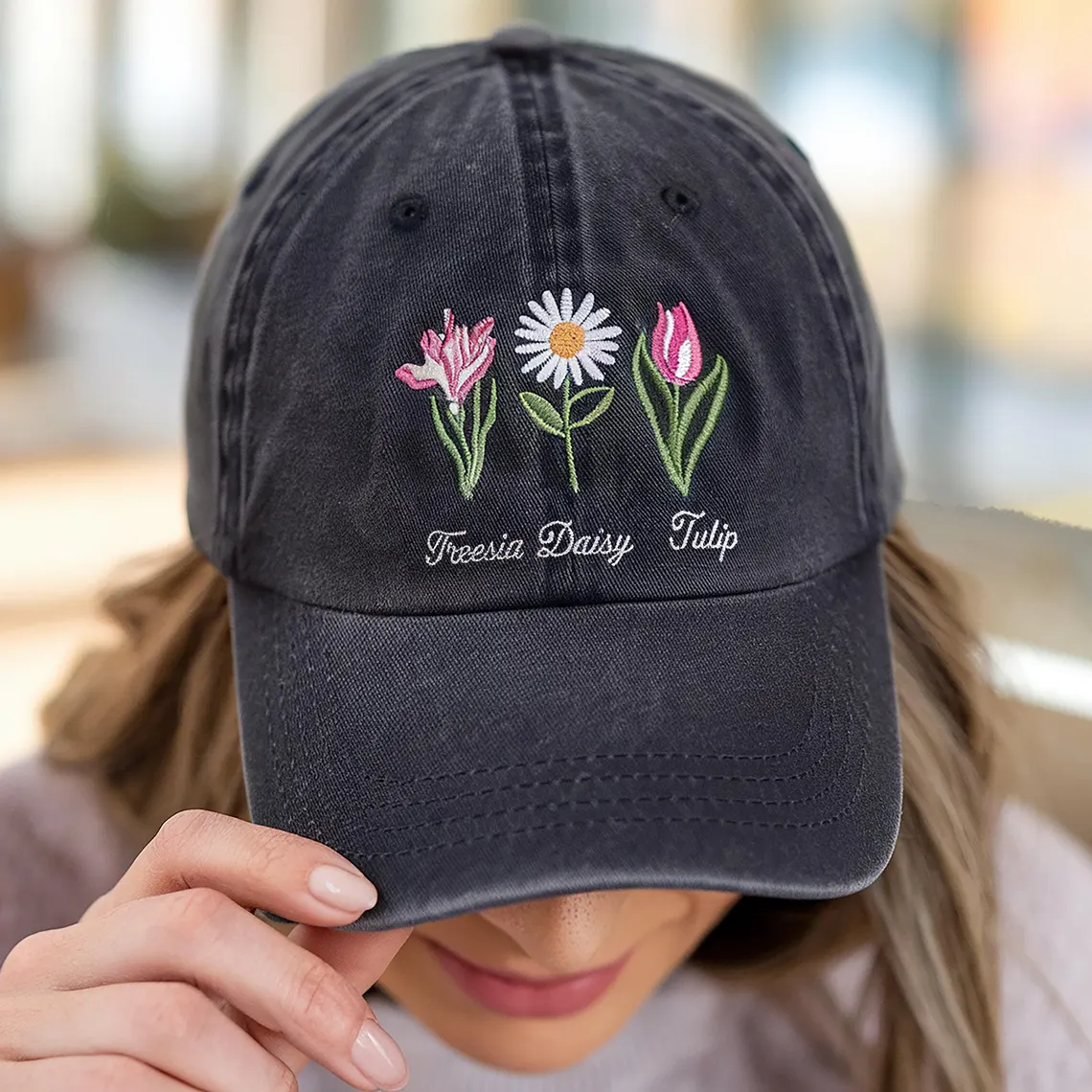 Embroidered Floral FDT Pigment Dyed Dad Hat, Reproductive Rights Hat