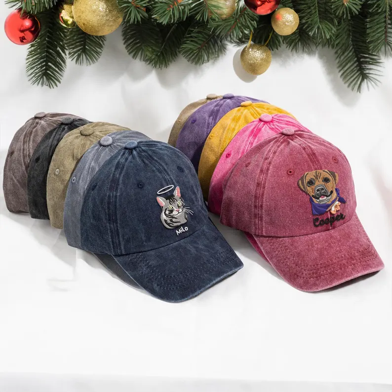 Custom Pet Embroidered Hat, Personalized Pet Hat, Custom Dog Baseball Cap, Christmas Gift For Her, Cat Hat For Cat Mom, Gift for Dog Lovers